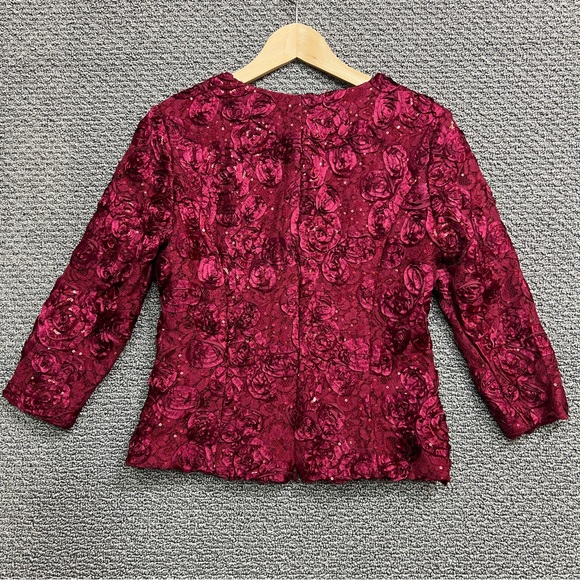 Helene Blake women’s red lace sequin wrap top size S NWT - Picture 2 of 14